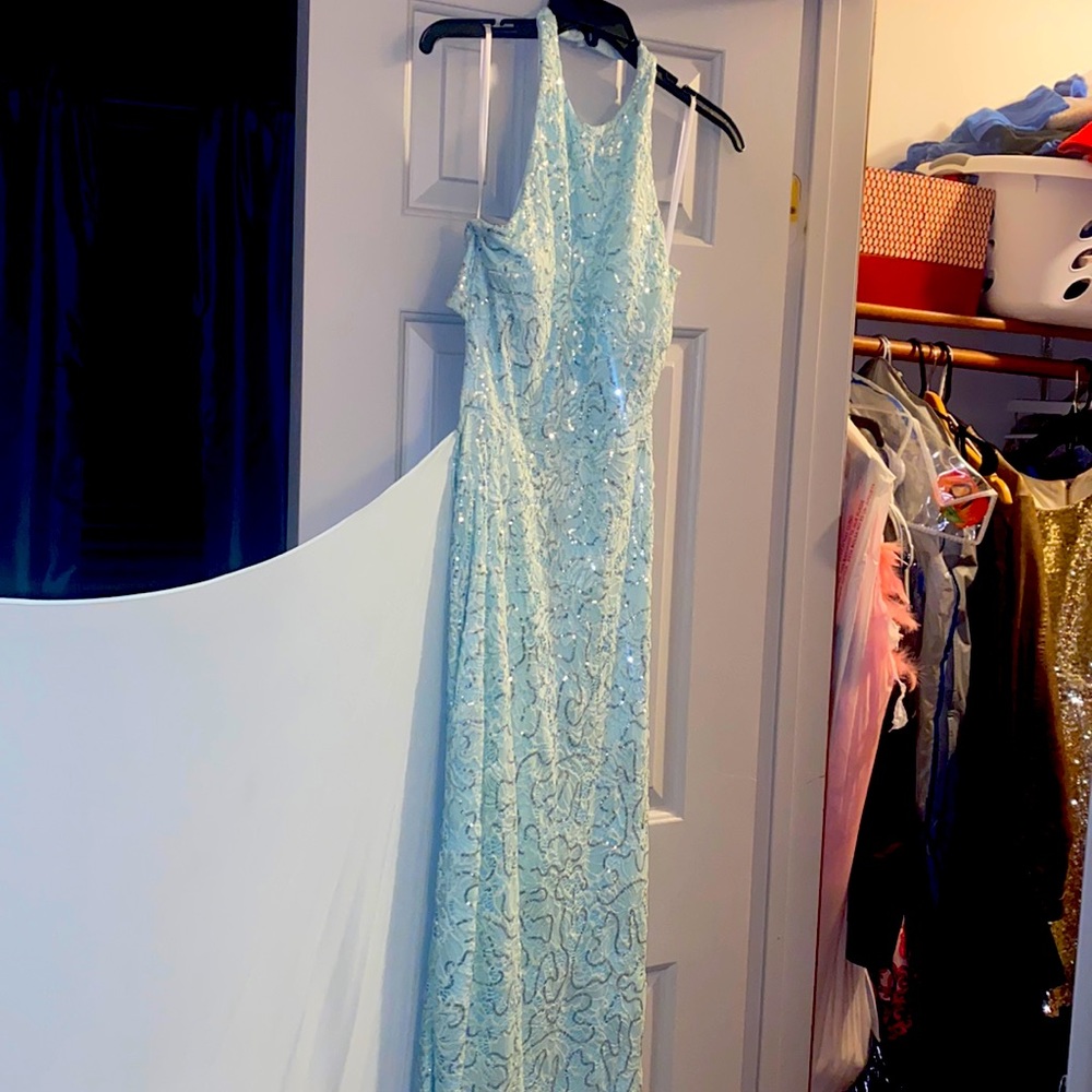 B.Darlin teal prom dress